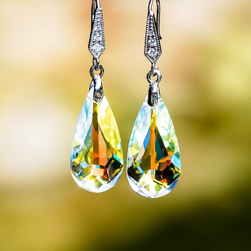 Pendientes de cristal sintético de caída de agua al por mayor pendientes súper brillantes